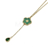 Ion Plating(IP) 304 Stainless Steel Green Cubic Zirconia Cable Chain Teardrop Tassel Necklaces NJEW-D080-09C-1