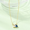 Brass Pave Cubic Zirconia Rectangle & Teardrop Pendant Cable Chain Necklaces KK-CBAB173-05G-04-3