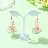 Lotus Glass Dangle Earrings EJEW-TA00812-1