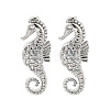 Sea Horse Brass Micro Pave Cubic Zirconia Ear Studs EJEW-D304-38P-2