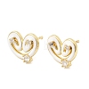 Heart Brass Micro Pave Cubic Zirconia Stud Earring EJEW-H180-15G-01-4