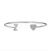 Anti-Tarnish Heart & Letter Rhodium Plated 925 Sterling Silver Micro Pave Cubic Zirconia Cuff Bangles for Women BJEW-C062-01Z-P-1