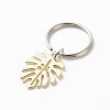 5Pcs Monstera Leaf Alloy Pendant Keychain X-KEYC-JKC00413-4