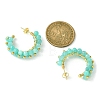 Natural Amazonite Round Beaded Ring Stud Earrings EJEW-JE05430-02-2