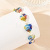 Handmade Millefiori Lampwork Heart & Natural Pearl Beaded Stretch Bracelets BJEW-JB14294-02-2