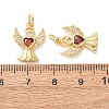 Brass Micro Pave Orange Red Cubic Zirconia Pendants CU-E003-13G-A-3