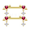 Brass Micro Pave Camellia Cubic Zirconia Heart Nipple Barbells WG21F93-10-1