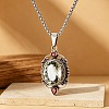 Alloy Glass Hollow Oval Pendant Necklaces for Women WG278AD-01-3