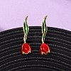 Brass Enamel Stud Earrings EJEW-F390-02G-01-2