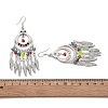 Ring & Feather Alloy & Glass Chandelier Earrings EJEW-G426-01AS-5