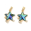 Natural Paua Shell Star Pendants KK-U043-22G-01-1