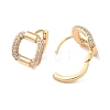 Square Cubic Zirconia Hoop Earrings EJEW-P292-09G-2