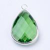 Silver Color Plated Brass Glass Teardrop Pendants GLAA-M006-A-10S-2