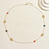 French Stainless Ssteel Twisted Oval with Colorful Glass Beads Long Link Chain Necklaces for Women XI4819-5