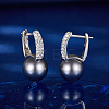 Rhodium Plated 925 Sterling Silver Ring Hoop Earrings AV4291-2-2