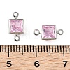 SHEGRACE Brass Pave Cubic Zirconia Square Connector Charms XGRQ2O264-440E-P-3