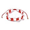 Woven Glass Flower Adjustable Braided Bead Bracelets for Women BJEW-MZ00100-05-1