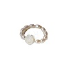 Flower Shell Pearl with Natural Freshwater Pearl Rice Beaded Finger Rings for Women FS-WGB4426-02-5