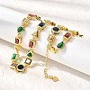 Brass Pave Colorful Cubic Zirconia Geometric Link Chain Necklaces NJEW-P337-01G-1