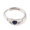 Hand with Heart Natural Lapis Lazuli Agate Adjustable Rings RJEW-Q817-06P-05-2