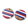 Independence Day Opaque Striped Resin & Walnut Wood Pendants RESI-U010-02R-2