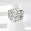 Brass Micro Pave Clear Cubic Zirconia Open Cuff Rings for Women RJEW-A059-04P-4