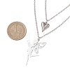Stainless Steel Fairy and Heart Pendant 304 Stainless Steel Cable Chain Double Layer Necklaces for Women NJEW-JN05810-02-3