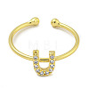 Rack Plating Brass Open Cuff Rings for Women RJEW-F162-02G-U-2