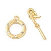 Brass Micro Pave Clear Cubic Zirconia Toggle Clasps KK-K391-14G-3