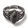 Natural Gemstone Horse Eye Adjustable Rings RJEW-K271-05R-4