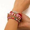 5Pcs 5 Styles Bohemian Style Polymer Clay Stretch Bracelets Set PW-WG3B193-05-1