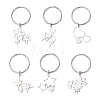 6Pcs 201 Stainless Steel Keychain KEYC-JKC01184-1