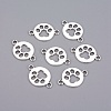 Tibetan Style Flat Round with Dog  Paw Print Alloy Links connectors X-TIBE-Q045-04AS-RS-1