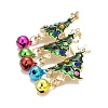 Christmas Tree with Bell Enamel Pin with Rhinestone JEWB-A004-27G-2