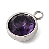 Birthstone Theme February 304 Stainless Steel Pendants STAS-G082-17P-02-2