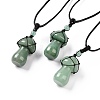 Natural Green Aventurine Mushroom Pendant Necklace NJEW-E065-01A-1