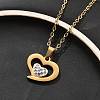 304 Stainless Steel Crystal Rhinestone Heart Pendant Cable Chain Necklaces for Women NJEW-Z056-01D-G-3