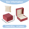 SUPERFINDINGS 4Pcs 4 Colors Lychee Print Cardboard Watch Storage Gift Box CON-FH0001-54-2