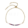 Adjustable Natural Ruby &  Amethyst & Rhodonite & Non-magnetic Synthetic Hematite Cultured Freshwater Pearl Beads Satellite Chains Slider Bracelets BJEW-JB14095-01-3