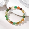 Dyed & Heated Natural Peacock Agate Round Beads Stretch Bracelets for Women Men BJEW-JB13444-1