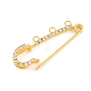 Iron Rhinestone Safety Pins Brooch Findings IFIN-A021-01A-G-3