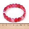 Dyed & Heated Natural Agate Oval Beaded Stretch Bracelet G-E010-01-17-3