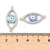 Brass Micro Pave Clear Cubic Zirconia Enamel Horse Eye Connector Charms KK-H534-02P-3