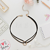 1Pc Alloy Ring Double Layer Faux Suede Cord Choker Necklaces for Women NJEW-CL0001-32-4