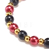 Glass & Iron Round Beaded Stretch Bracelet for Women BJEW-JB08510-01-4