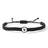 Flat Round with Letter Pattern Resin Beads Braided Bead Bracelets FS-WG43323-22-1
