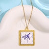 Ocean Theme Alloy Acrylic Coconut Tree Pendant 201 Stainless Steel Cable Chain Necklaces for Women NJEW-F369-01E-1