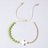 Adjustable Glass & Brass Beads Braided Bead Bracelets TB8315-5-1