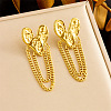 304 Stainless Steel Chain Tassel Stud Earrings FS-WGE7D75-02-1