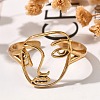 Hollow Human Face 304 Stainless Steel Open Cuff Rings for Women RJEW-M046-03G-4